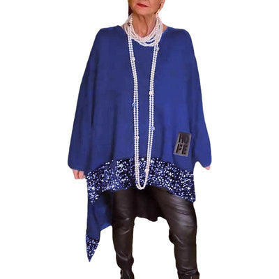 Damen Modischer Oversized Pullover mit Glitzerdetails Heidi-Mode