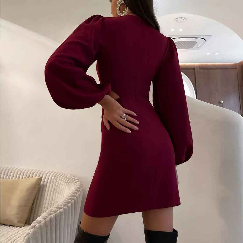 Damen Kleid mit raffinierten Cut-Outs und voluminösen Ärmeln Heidi-Mode