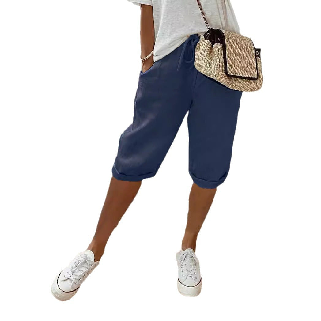 Damen Leichte Leinen-Shorts mit Gummizug Heidi-Mode