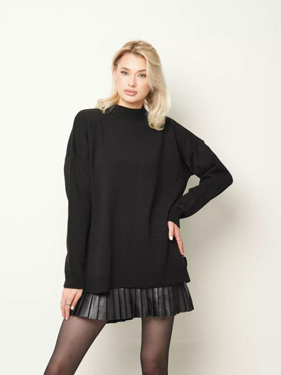 Damen Oversized Rollkragenpullover aus hochwertiger Baumwolle Heidi-Mode