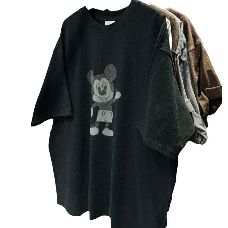 Damen Oversized T-Shirt mit einzigartigem Mickey Mouse Grafikdruck Heidi-Mode