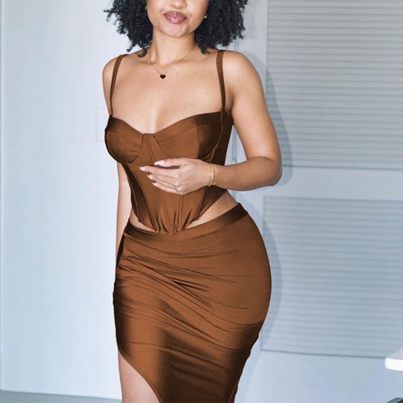 Damen Corsagenkleid mit asymmetrischem Schnitt und hoher Raffung Heidi-Mode