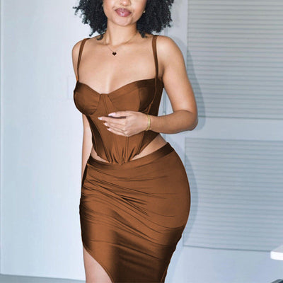 Damen Corsagenkleid mit asymmetrischem Schnitt und hoher Raffung Heidi-Mode