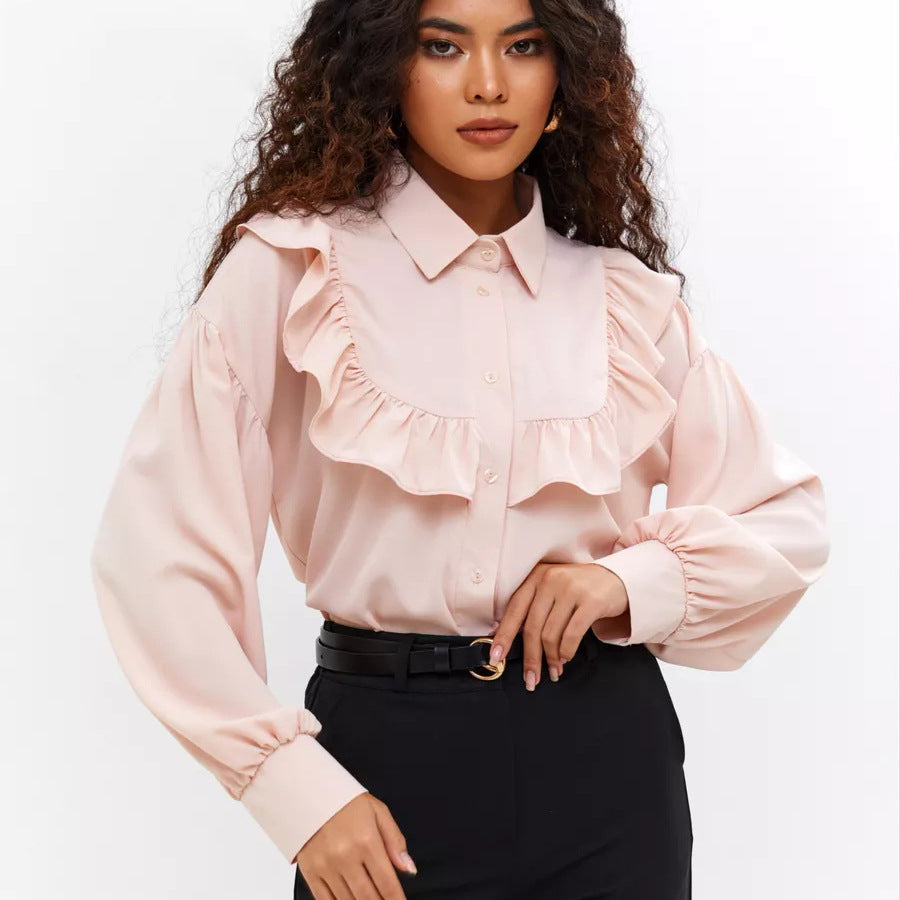 Damen elegantes Blusenshirt mit Rüschen und soften Baumwollstoff Heidi-Mode