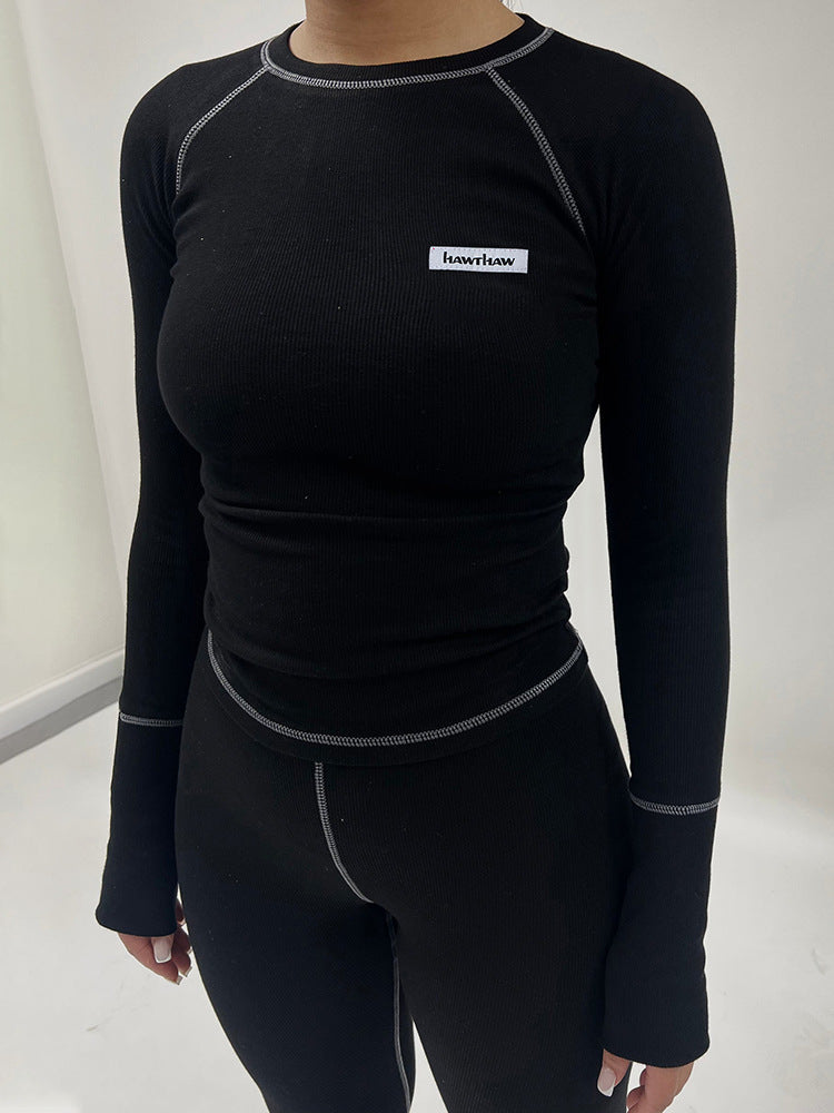 Damen Leggings-Set mit langärmligem Oberteil und figurformendem Design Heidi-Mode