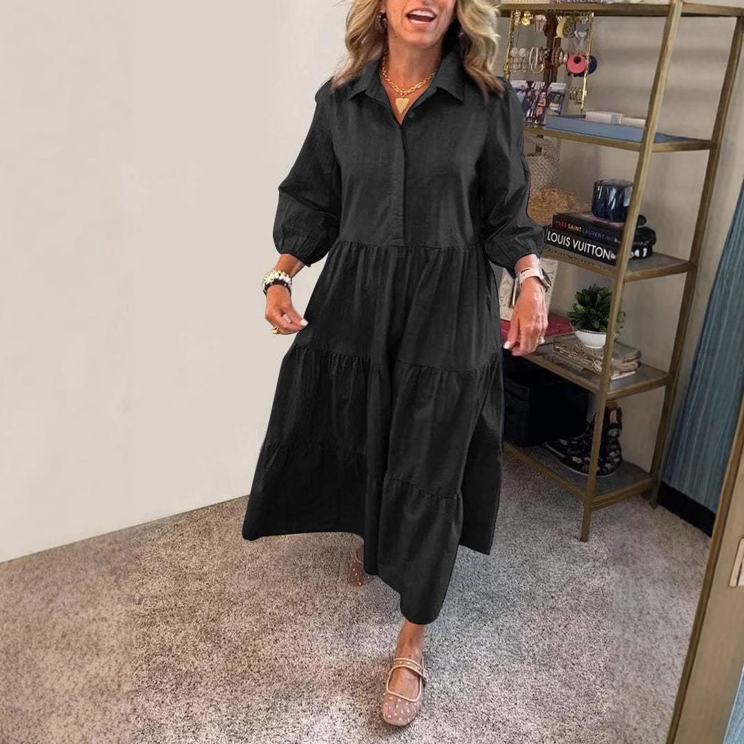 Damen Hemdblusenkleid mit Volant-Design und praktischen Taschen Heidi-Mode