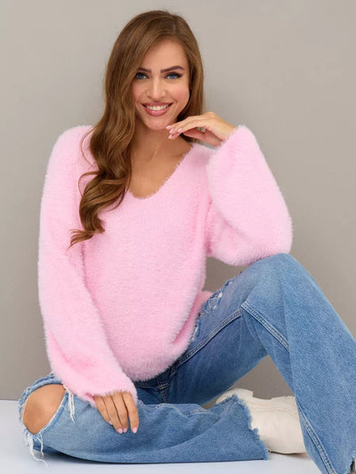 Damen kuscheliger Strickpullover mit weitem Schnitt und eleganten Details Heidi-Mode
