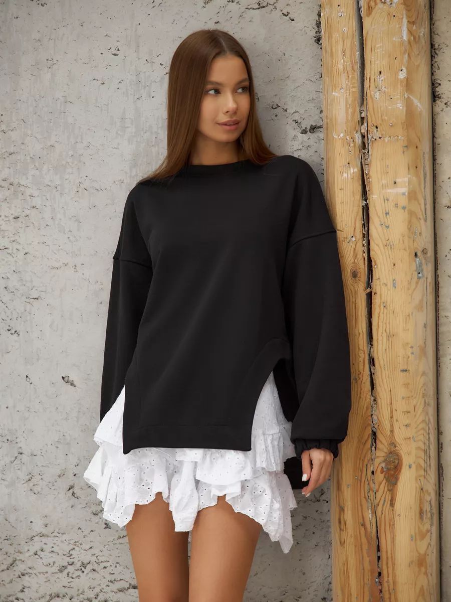 Damen Oversized Sweatshirt mit einzigartiger Schulterpartie und lässigem Schnitt Heidi-Mode