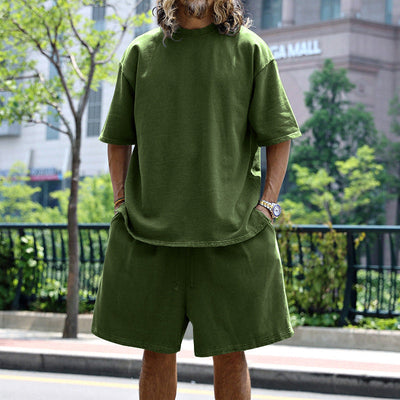 Herren lässiger Kurzarm-Set aus bequemen Baumwollstoffen Aliams