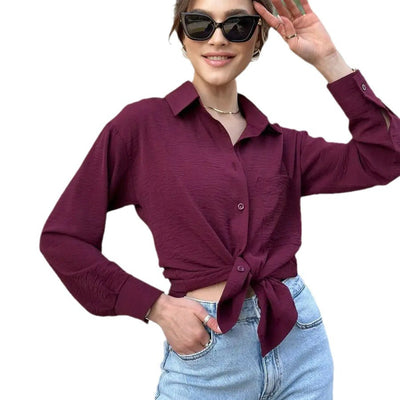 Damen lässiges Overshirt mit Button-Down-Kragen und Brusttasche Heidi-Mode