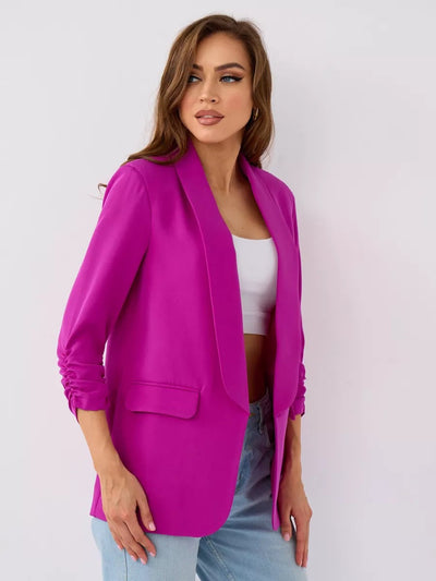 Damen eleganter Blazer mit raffinierten Rüschendetails und schmalem Schnitt Heidi-Mode
