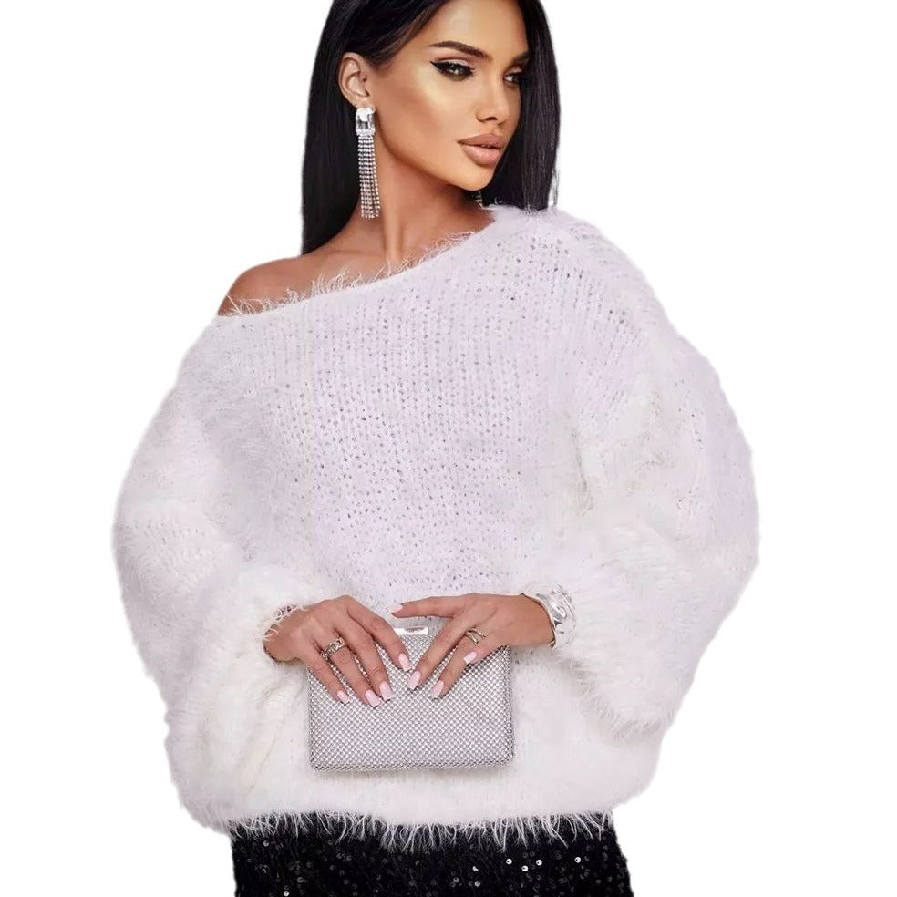 Damen Strickpullover mit weichem Flauschmaterial und eleganten Details Heidi-Mode