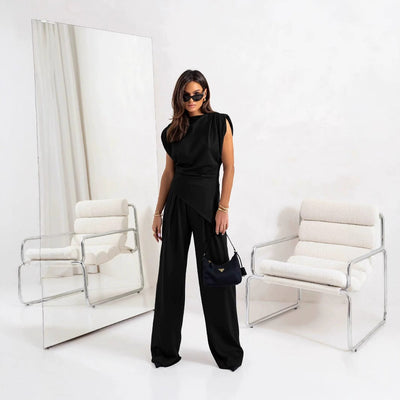 Damen Elegantes Overall-Set mit asymmetrischem Design und weiten Beinen Heidi-Mode