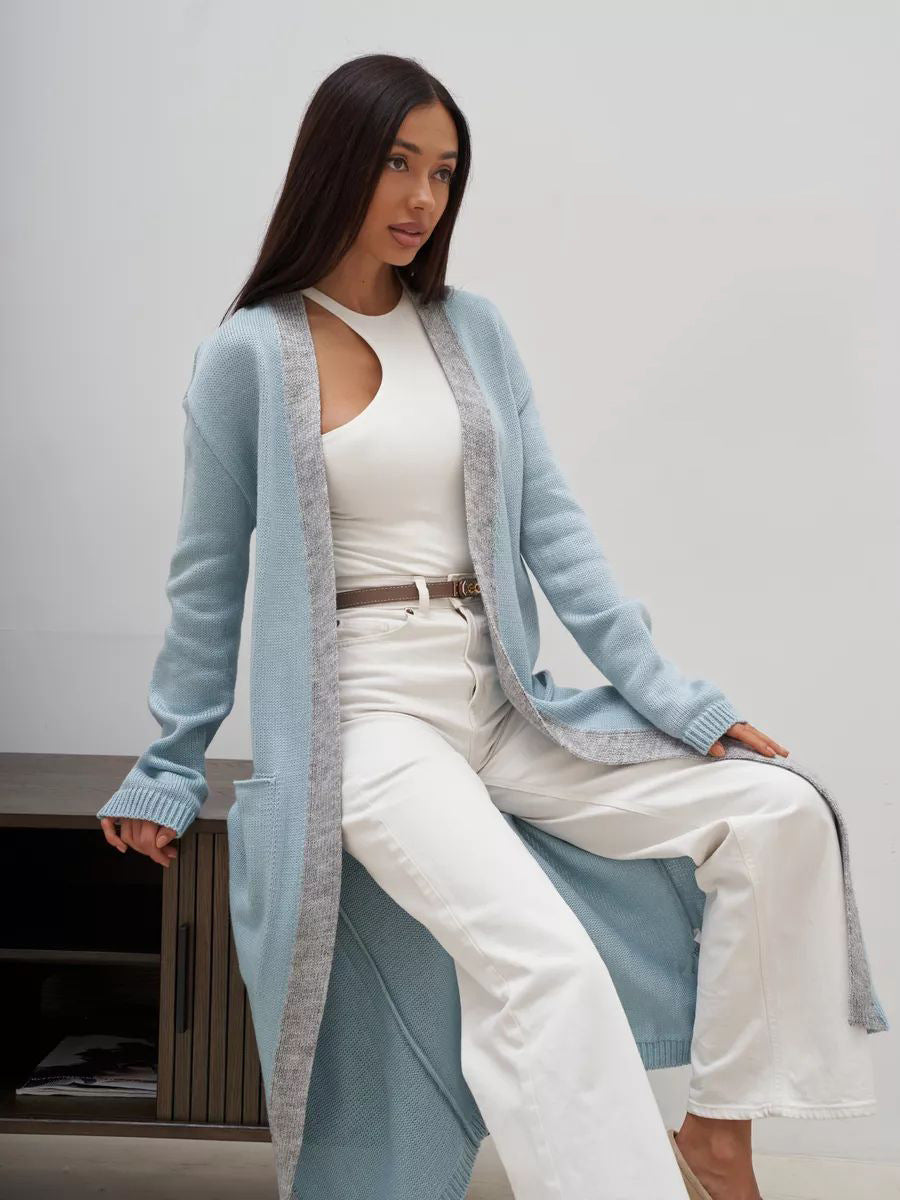 Damen eleganter Cardigan mit Taillengürtel und tiefen Taschen Heidi-Mode