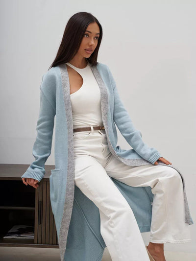 Damen eleganter Cardigan mit Taillengürtel und tiefen Taschen Heidi-Mode