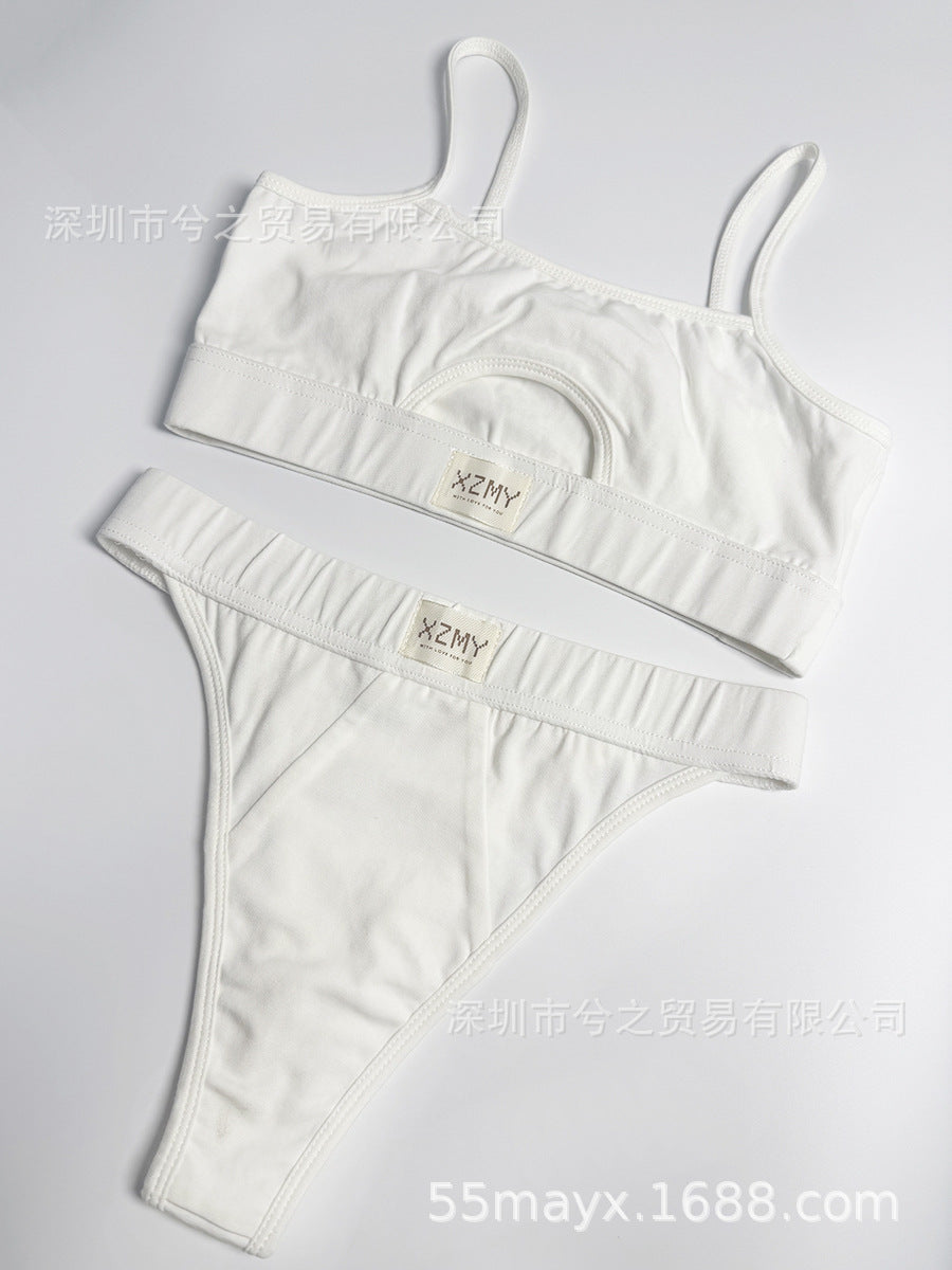 Damen Sport-BH-Set mit modischem Cut-Out und hoch taillierten Höschen Heidi-Mode