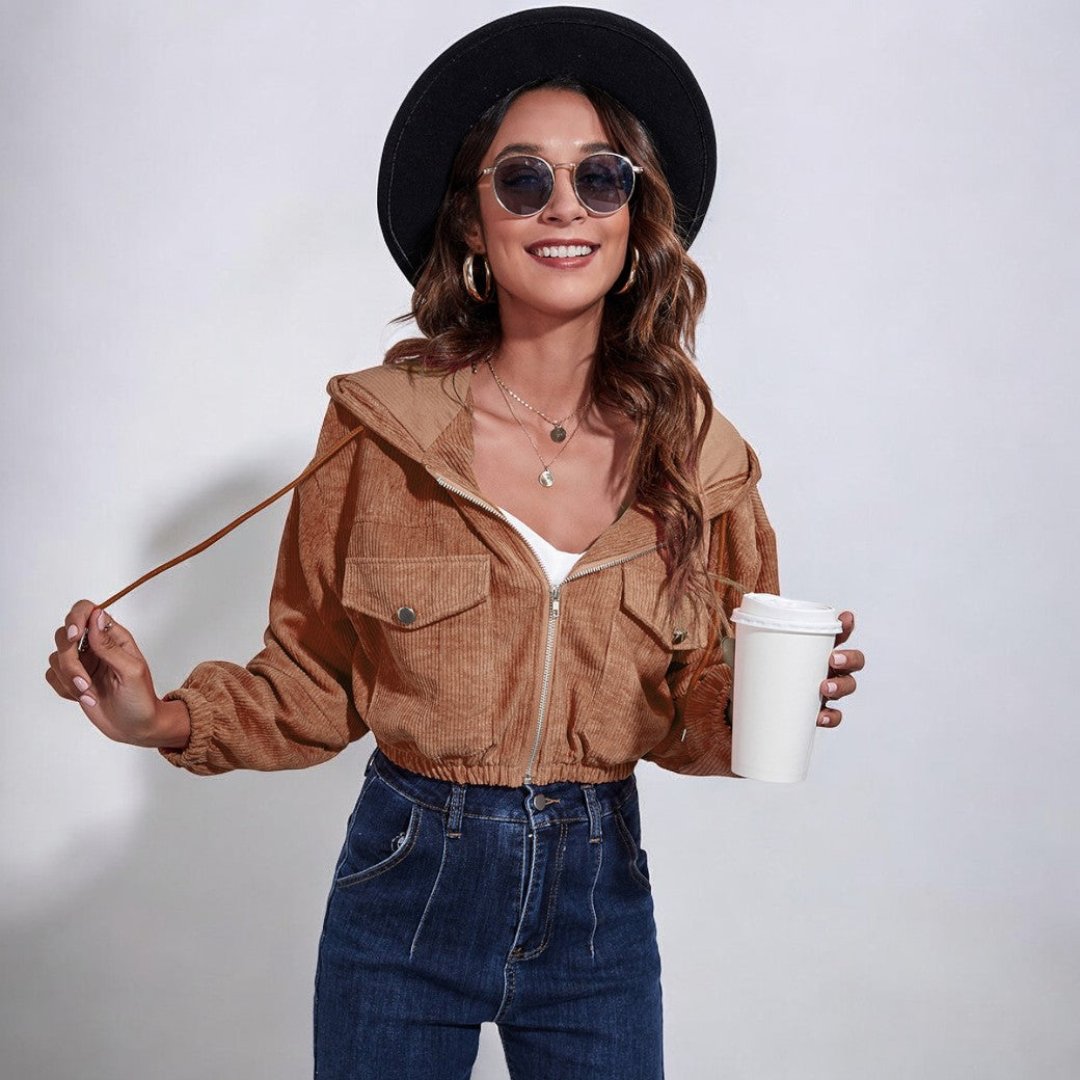 Aletta Gekürzter Cord-Hoodie