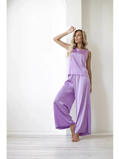 Damen eleganter Satin-Schlafanzug mit großzügigem Schnitt und feiner Textur Heidi-Mode