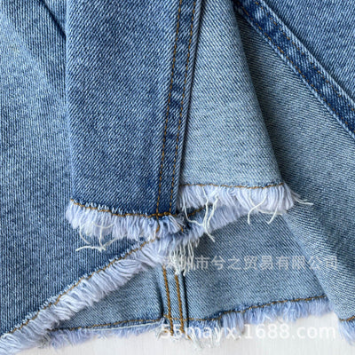 Damen Maxi-Denim-Rock mit hohem Schlitz und lässigem Schnitt Heidi-Mode