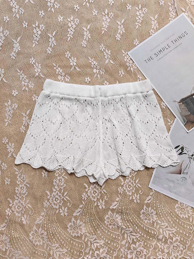 Damen luftige Häkelshorts mit eleganter Lochmusterstruktur Heidi-Mode