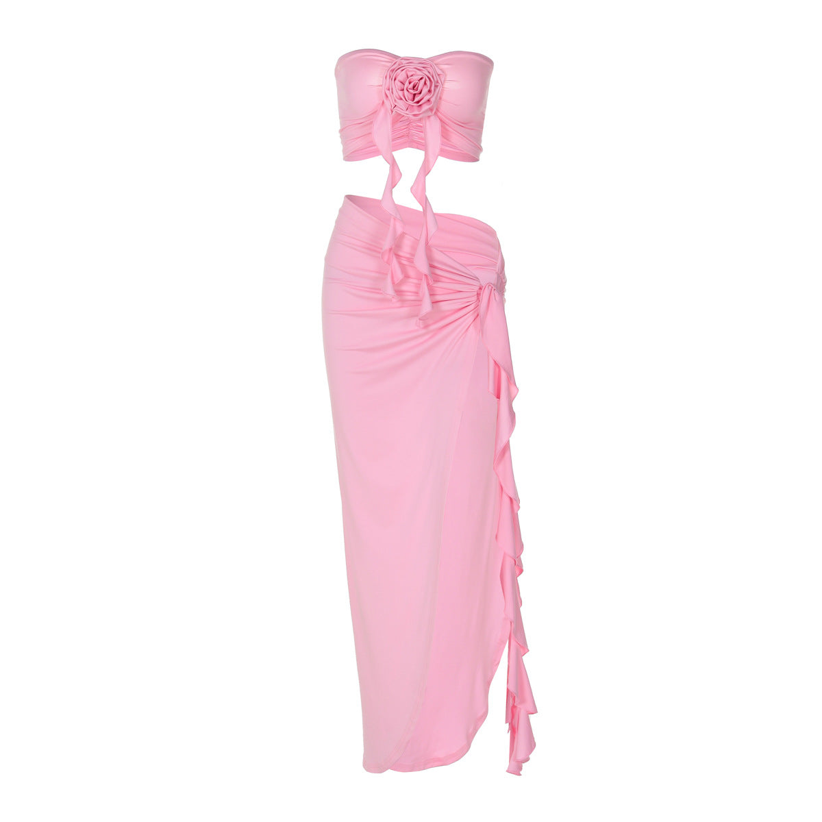 Damen Wickelkleid mit floralem Design und seitlichem Schlitz Heidi-Mode