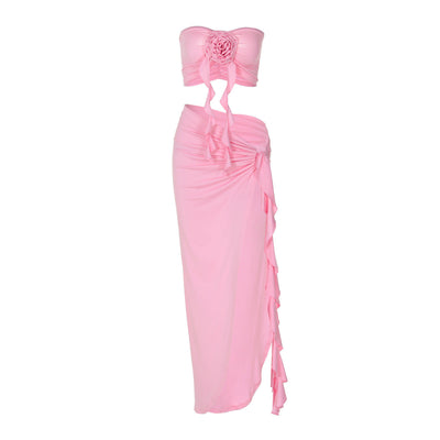 Damen Wickelkleid mit floralem Design und seitlichem Schlitz Heidi-Mode