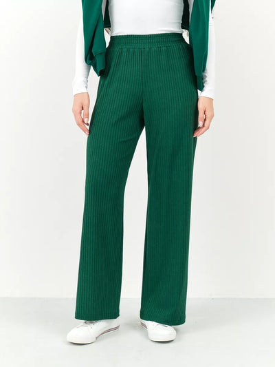 Damen weite, gestreifte Baumwollhose mit elastischem Bund und lässigem Schnitt Heidi-Mode