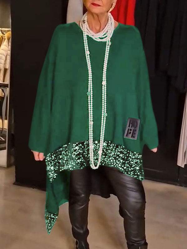 Damen Modischer Oversized Pullover mit Glitzerdetails Heidi-Mode