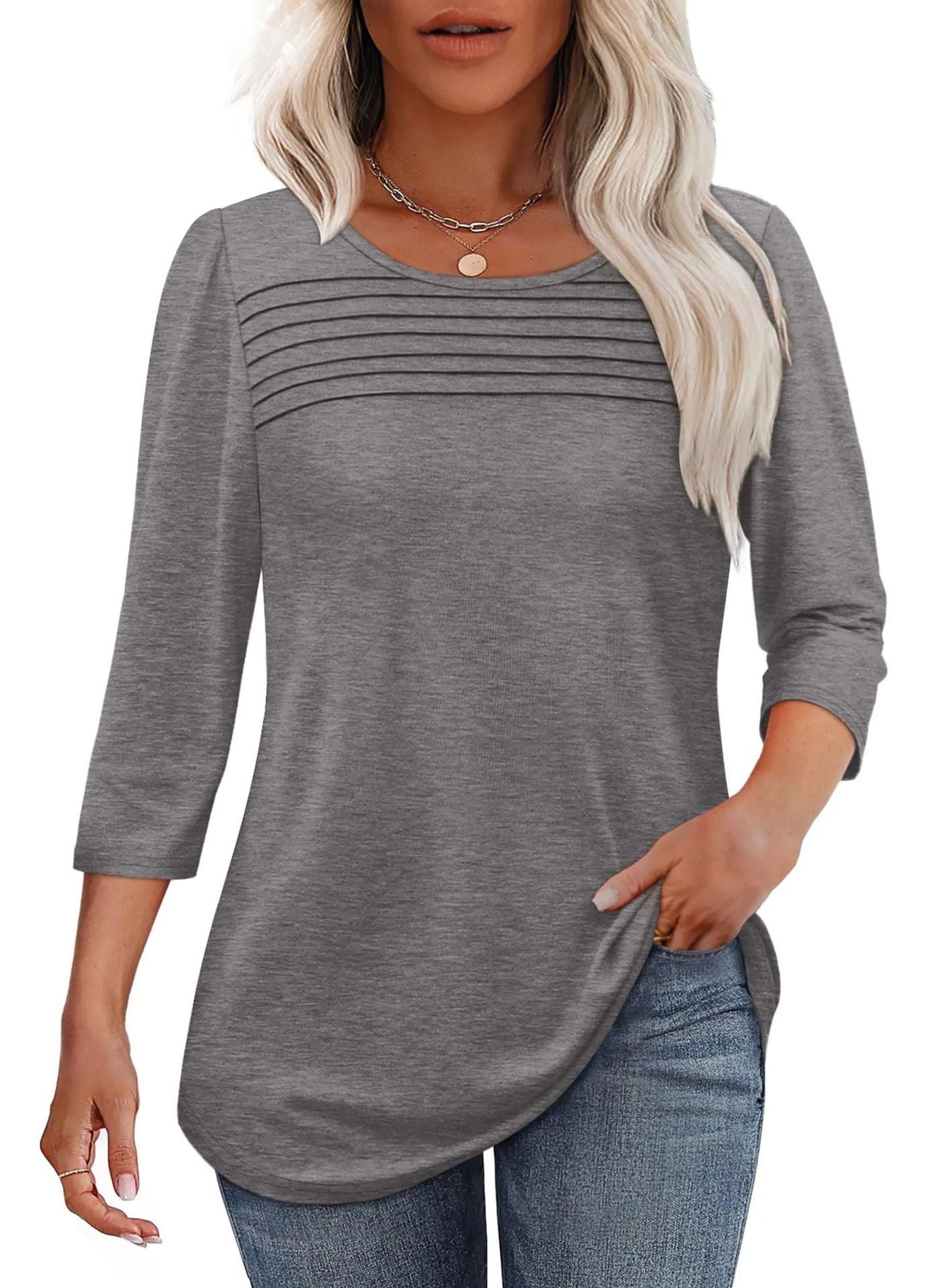 Damen weiches Langarmshirt mit dekorativen Pinnen Heidi-Mode
