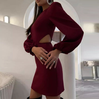 Damen Kleid mit raffinierten Cut-Outs und voluminösen Ärmeln Heidi-Mode