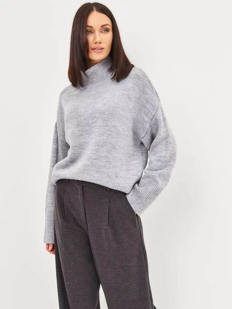 Damen lässiger Rollkragenpullover aus weichem Material Heidi-Mode