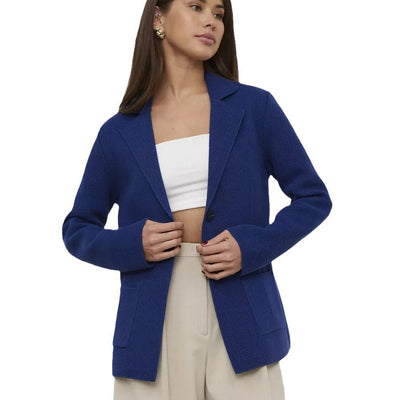 Damen strukturierte Blazerjacke mit elegantem Revers und funktionalen Taschen Heidi-Mode