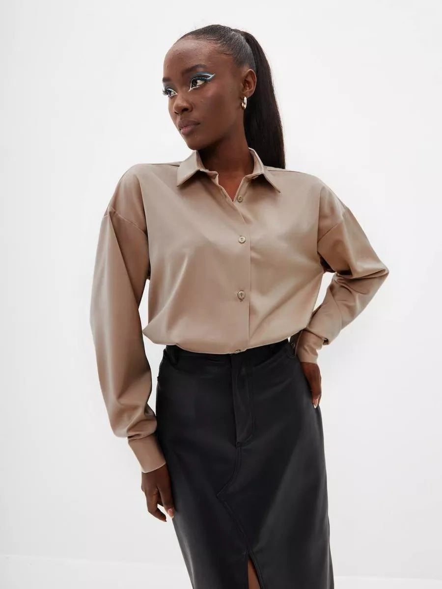 Damen Elegantes Blusenoberteil aus hochwertigem Satin Heidi-Mode