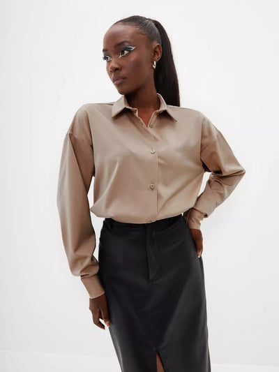 Damen Elegantes Blusenoberteil aus hochwertigem Satin Heidi-Mode