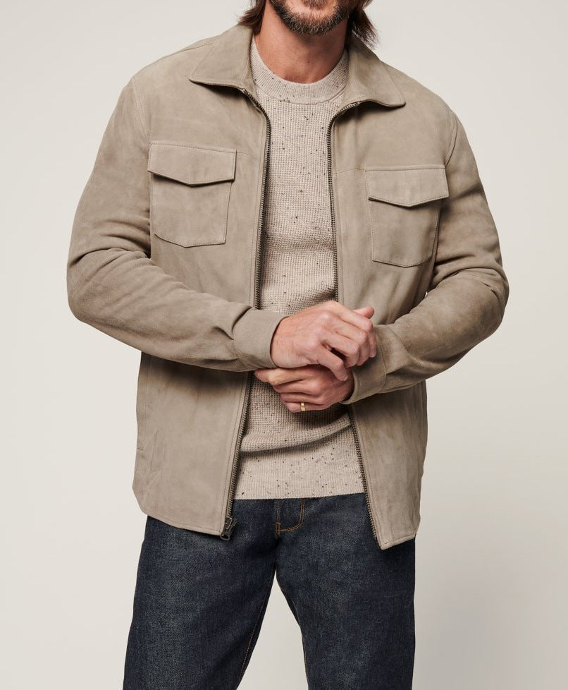 Herren elegante Wildlederjacke mit praktischen Brusttaschen Aliams