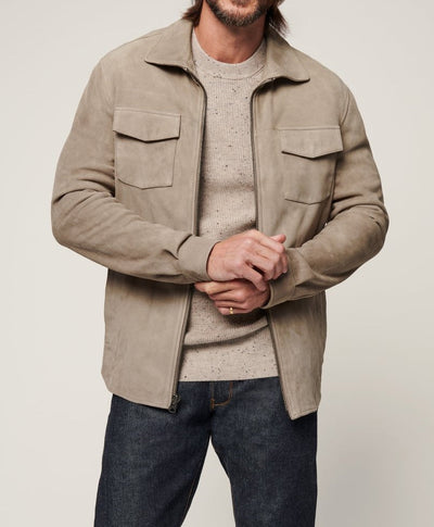 Herren elegante Wildlederjacke mit praktischen Brusttaschen Aliams