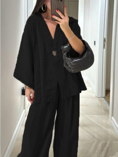 Damen Leichte und luftige Loungewear Kombination mit weitem Schnitt Heidi-Mode
