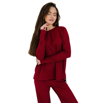 Damen bequemer Loungeanzug mit langem Ärmel und weitem Schnitt Heidi-Mode