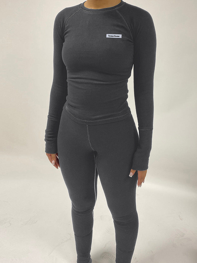 Damen Leggings-Set mit langärmligem Oberteil und figurformendem Design Heidi-Mode