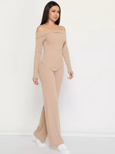 Damen Off-Shoulder Oberteil mit figurbetontem Schnitt und elegantem Lagenlook Heidi-Mode