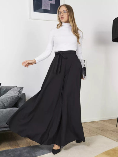 Damen Maxirock mit eleganter Schleifenbund-Bindung und fließendem Stoff Heidi-Mode