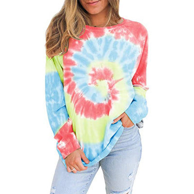 Damen lockerer Sweatshirt mit hypnotisierendem Tie-Dye-Muster Heidi-Mode