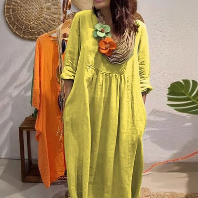 Damen Leichtes Sommerkleid mit eleganten Taschen und bequemen Zugdetails Heidi-Mode