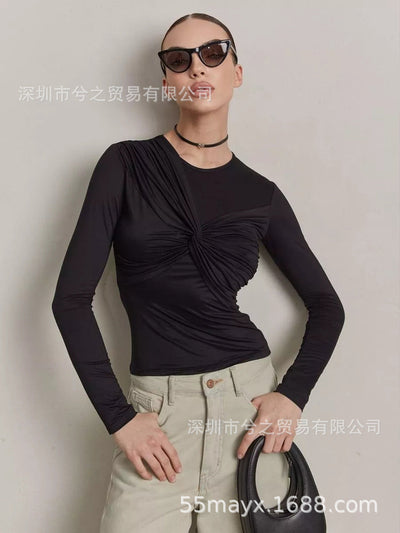 Damen Wickeloberteil mit raffiniertem Knoten-Design Heidi-Mode