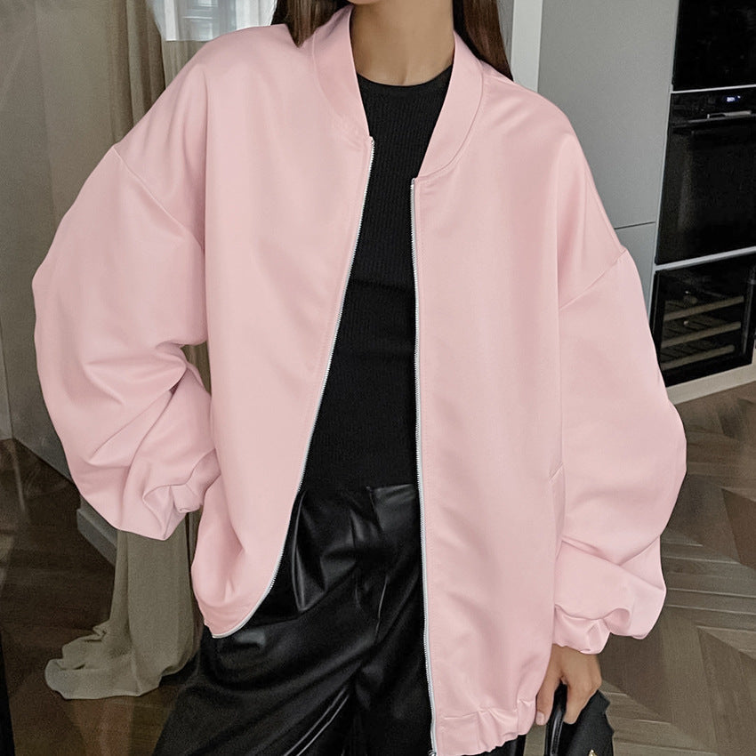 Damen Oversized Blousonjacke mit lässigem Schnitt und elastischen Bündchen Heidi-Mode