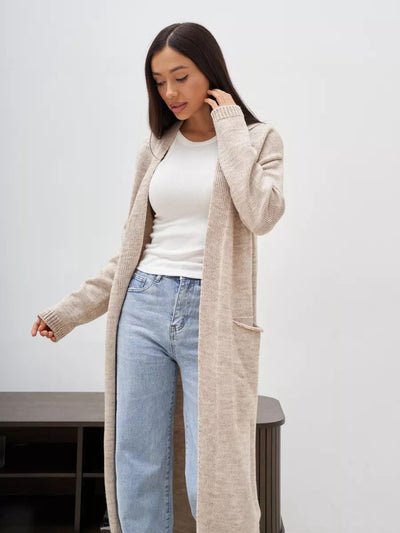 Damen eleganter Cardigan mit Taillengürtel und tiefen Taschen Heidi-Mode