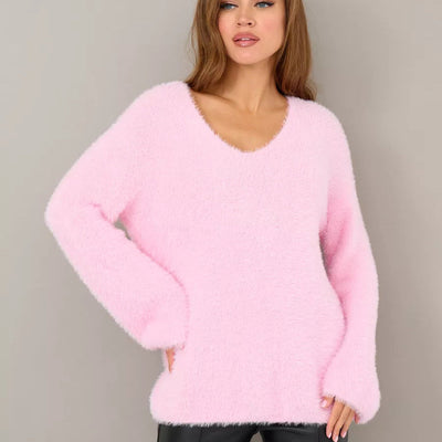 Damen kuscheliger Strickpullover mit weitem Schnitt und eleganten Details Heidi-Mode