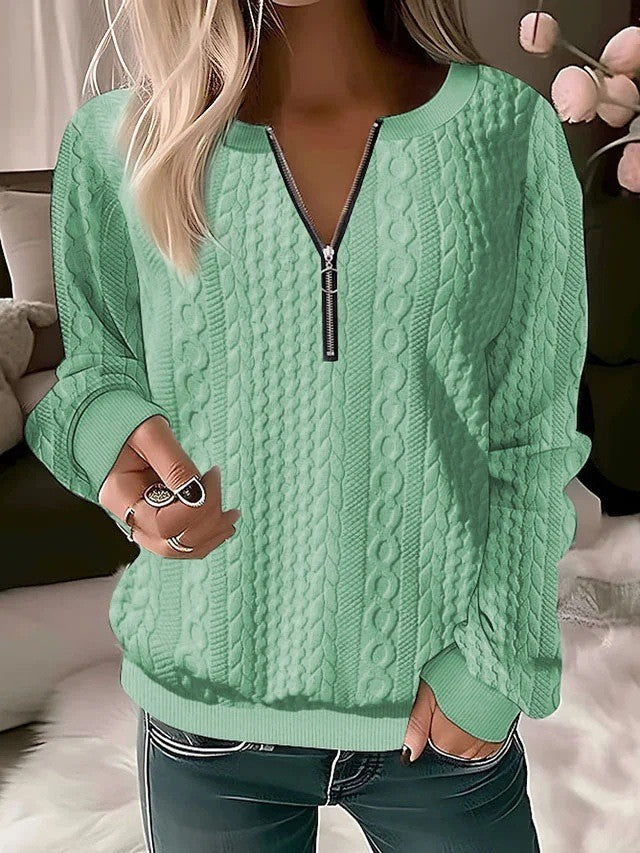 Damen Strickpullover mit Reißverschluss Heidi-Mode