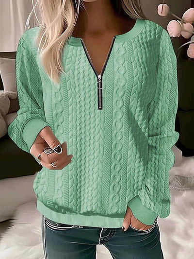 Damen Strickpullover mit Reißverschluss Heidi-Mode