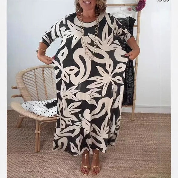 Damen Maxikleid mit floralem Muster und weitem Schnitt Heidi-Mode